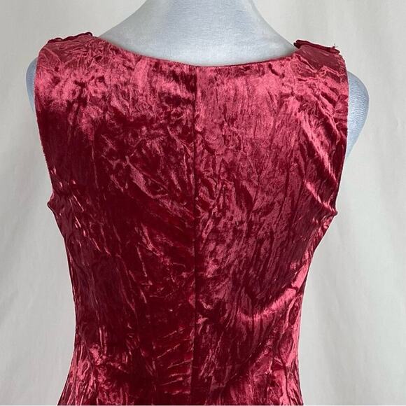 Nicole Miller Red Crushed Velvet Ruffled Romantic Fairy Dress NWOT Size L - Picture 6 of 12